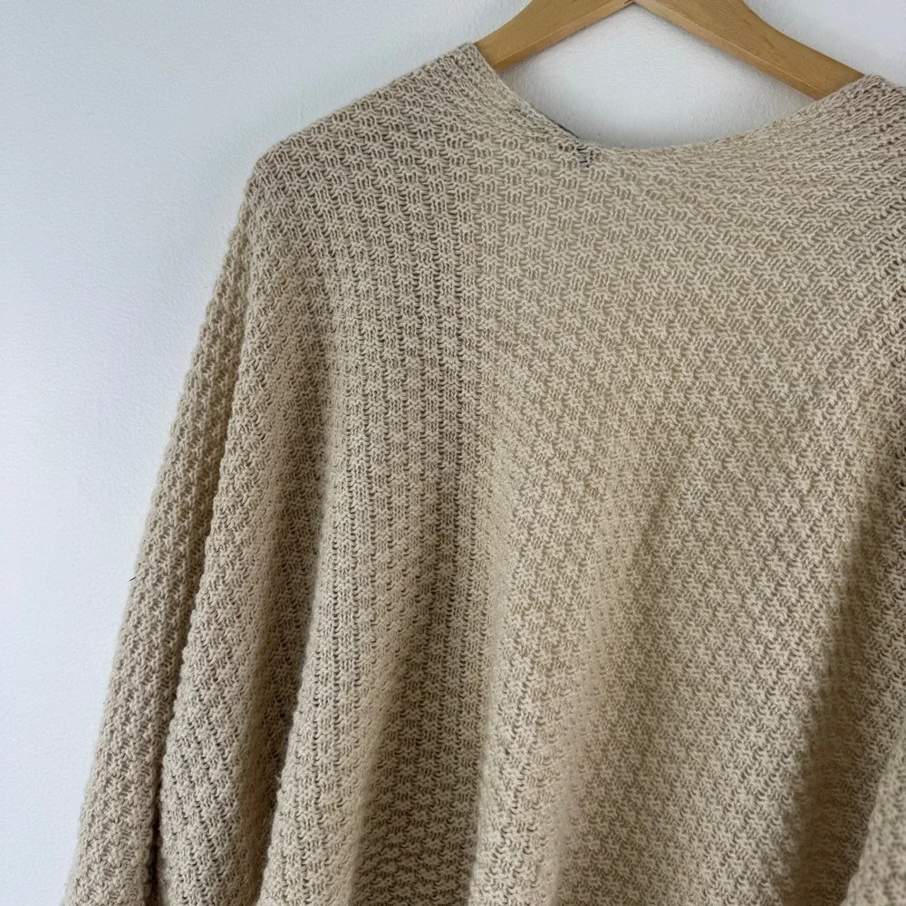 Brandy Melville Wool Blend Oversized Open Front Cardigan Beige‎ Made in Italy OS
